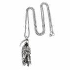 French Dark‑Aesthetic Silver Grim Reaper Scythe Necklace