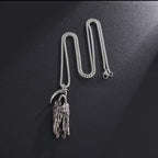 French Dark‑Aesthetic Silver Grim Reaper Scythe Necklace