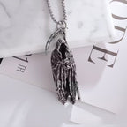 French Dark‑Aesthetic Silver Grim Reaper Scythe Necklace