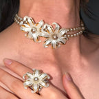 Iris Flower Pearl Necklace