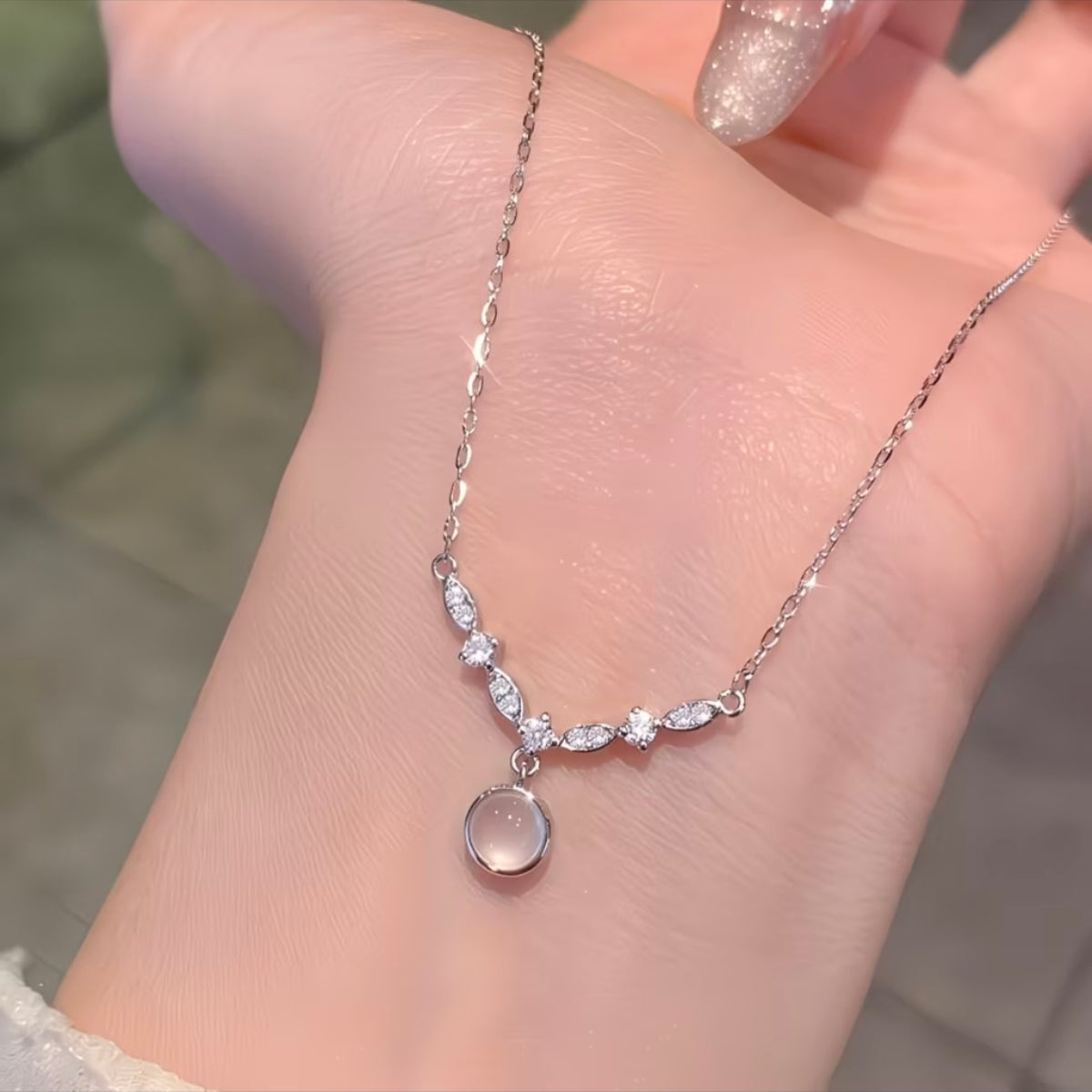 Ice Lychee Teardrop Necklace