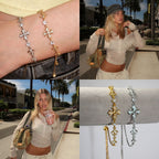 Sparkling Crystal Iris Cross Bracelet