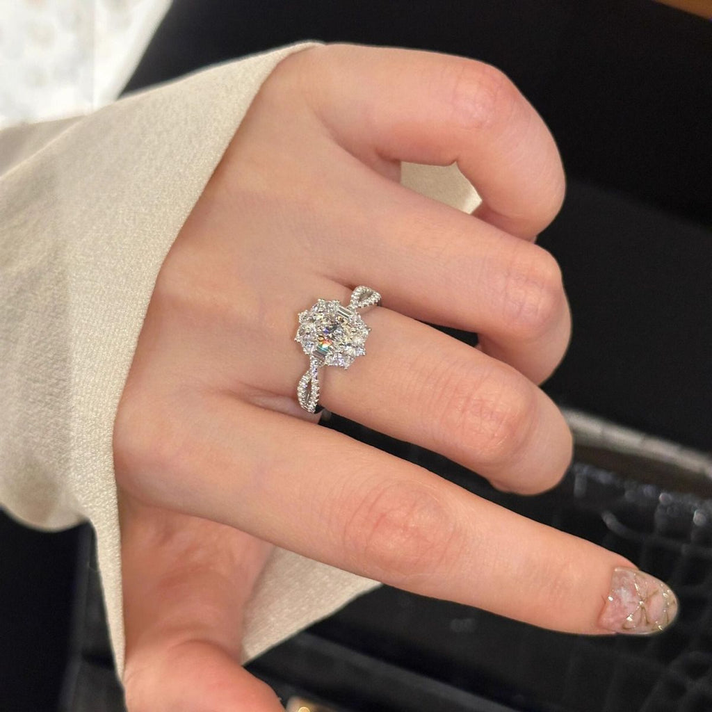 Spinning Ballet Sparkling Pigeon‑Egg Cubic‑Zirconia Open Ring