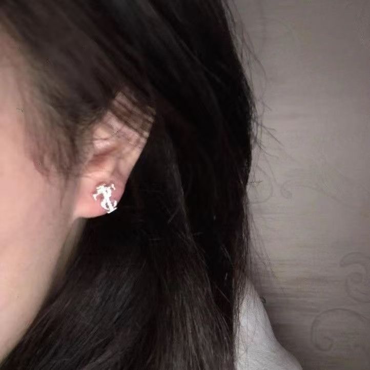 Hip‑Hop Sparkling Cubic‑Zirconia Earrings