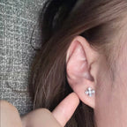 Small Iris‑Cross Vintage Stud Earrings