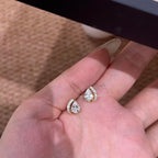Sparkling Halo-Paved Gold-Toned Teardrop Cubic-Zirconia Stud Earrings