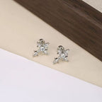 Thorn Iris Cross Full Paved Cubic-Zirconia Stud Earrings