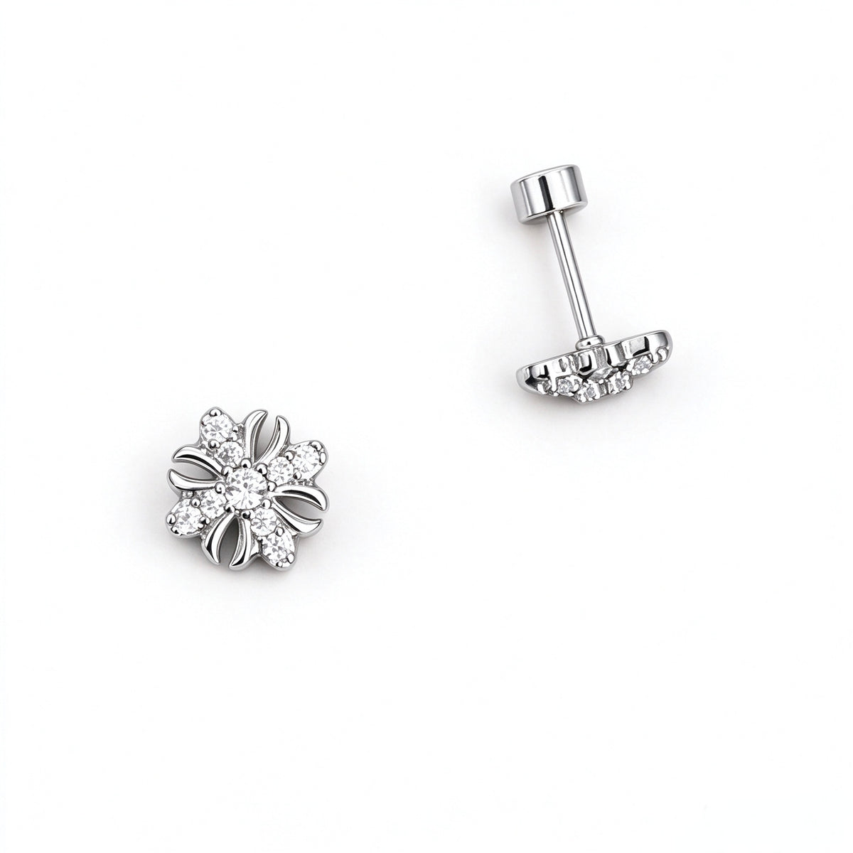 Small Iris‑Cross Vintage Stud Earrings