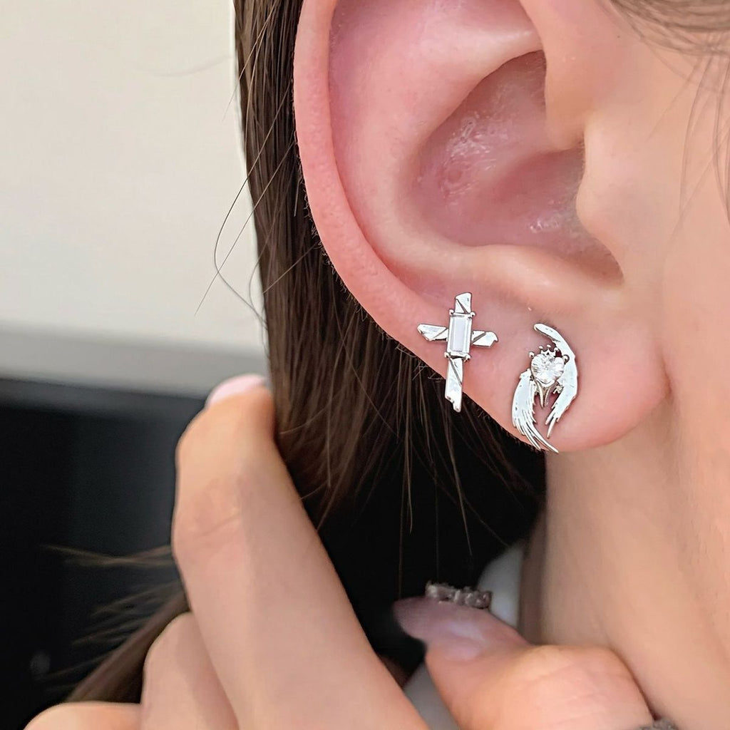 Angel Blessing Heart Shop Stud Earrings