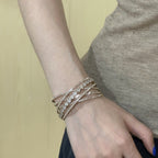 Vintage Sparkly Multi-Layer Crisscross CZ Bangle