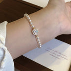 Sparkly Baguette-Cut CZ Pearl Bracelet