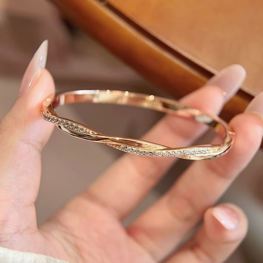 Micro Paved CZ Mobius Twist Bangle