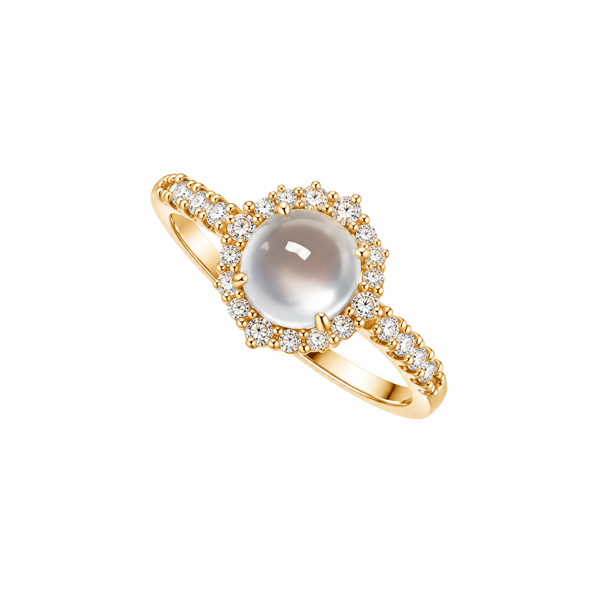 Moonlight Cat‑Eye Oval Cabochon Ring