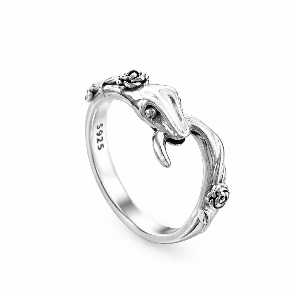 Snake‑Shaped  Rose Ring