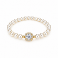 Sparkly Baguette-Cut CZ Pearl Bracelet