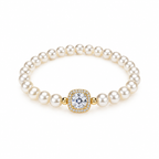 Sparkly Baguette-Cut CZ Pearl Bracelet