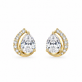 Sparkling Halo-Paved Gold-Toned Teardrop Cubic-Zirconia Stud Earrings