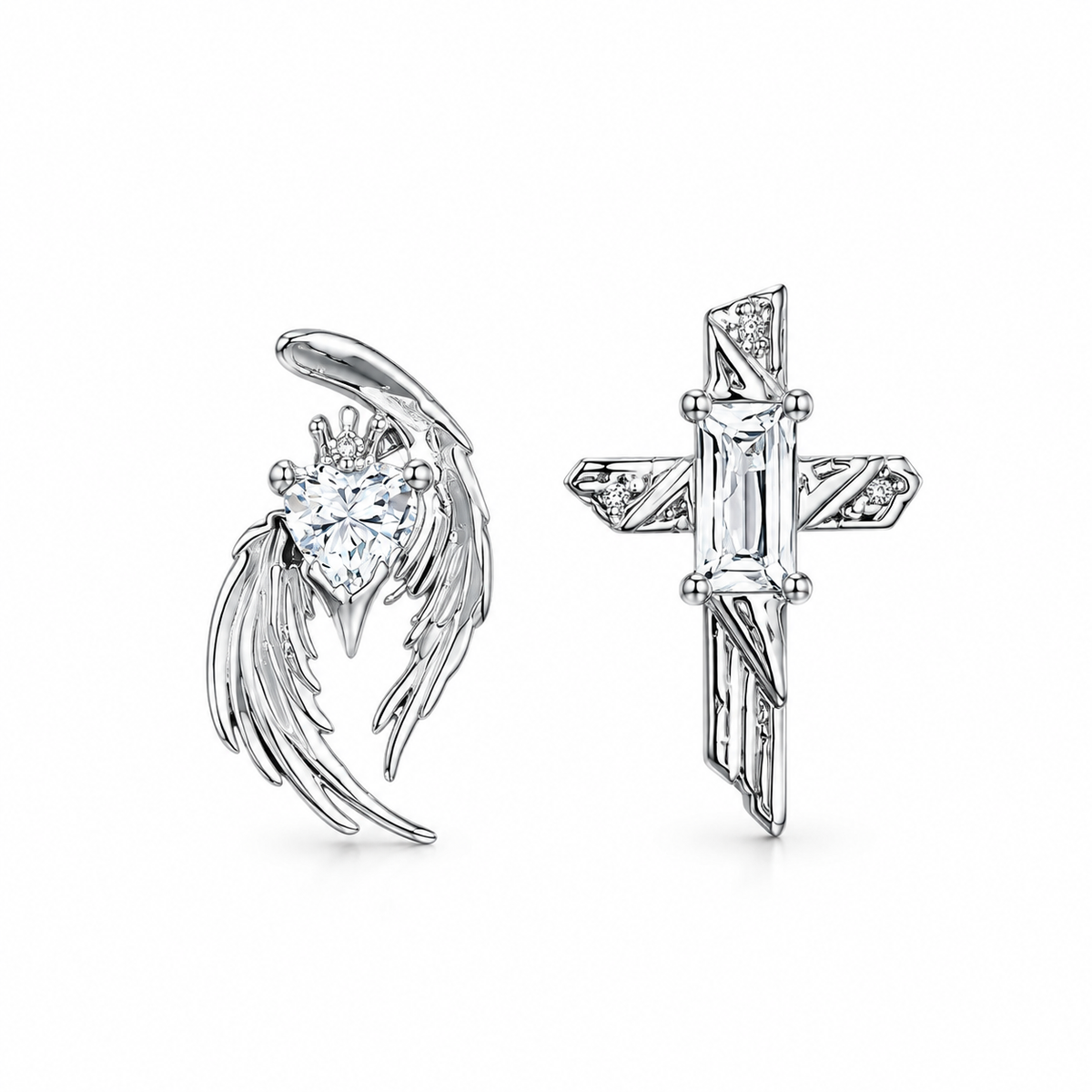 Angel Blessing Heart Shop Stud Earrings