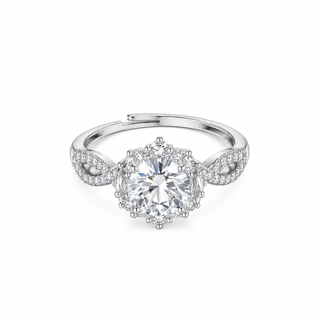 Spinning Ballet Sparkling Pigeon‑Egg Cubic‑Zirconia Open Ring