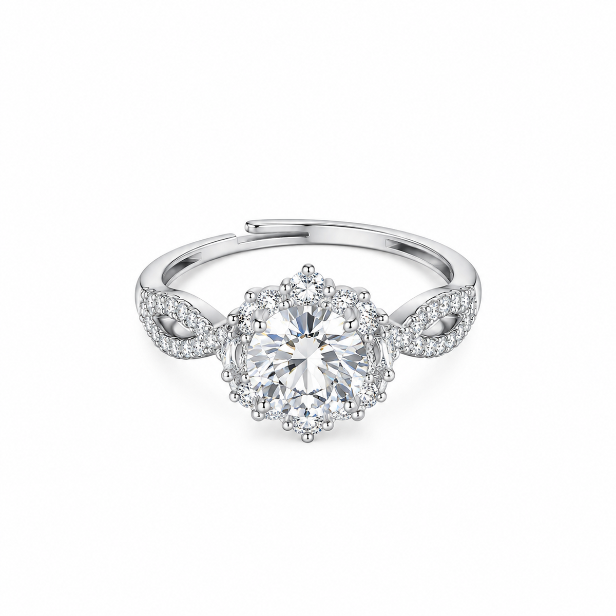 Spinning Ballet Sparkling Pigeon-Egg Cubic Zirconia Open Ring