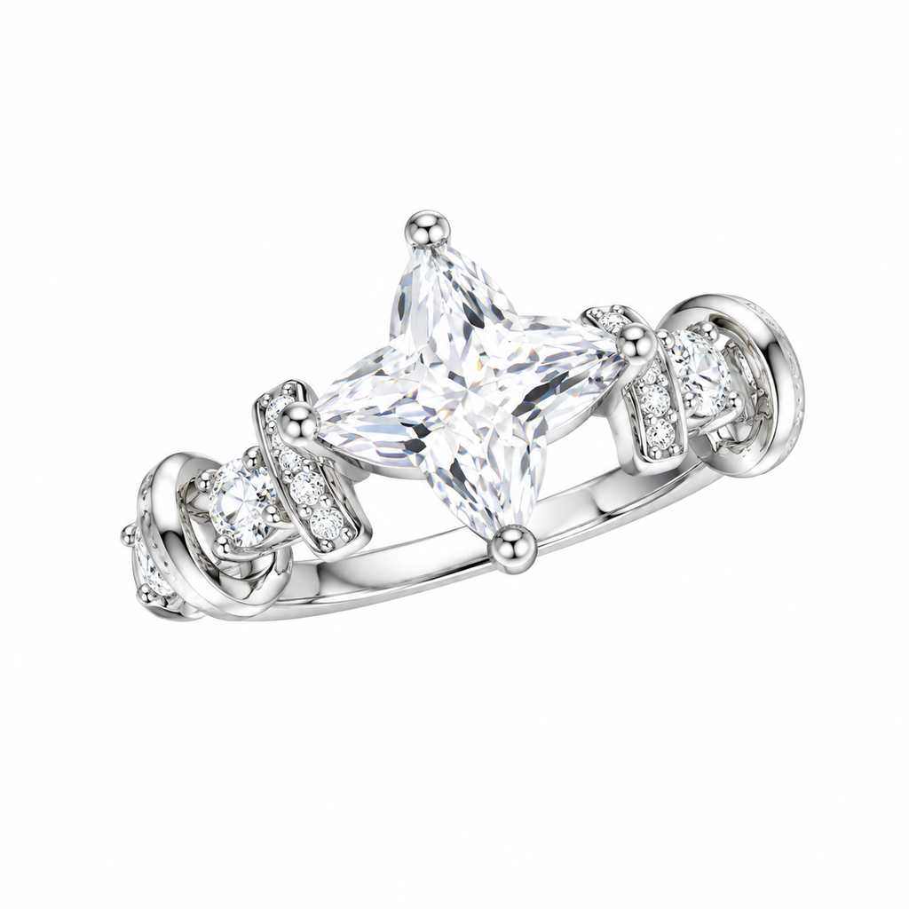 Vintage Sparkling Starburst Telephone‑Wire Ring