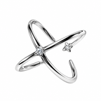 Diamond-encrusted four-pointed star ring