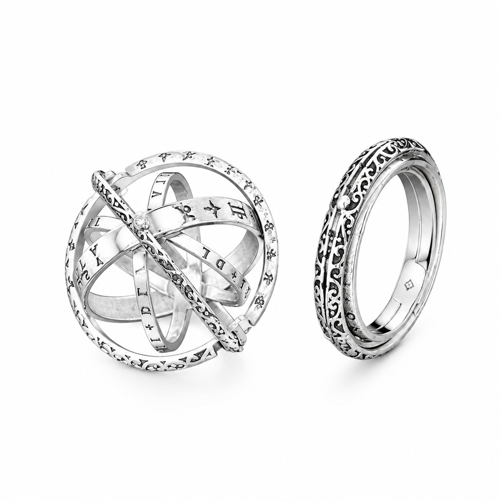 Astronomy Spherical Silver Ring