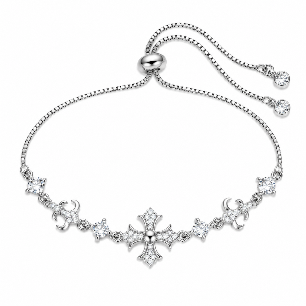 Sparkling Crystal Iris Cross Bracelet