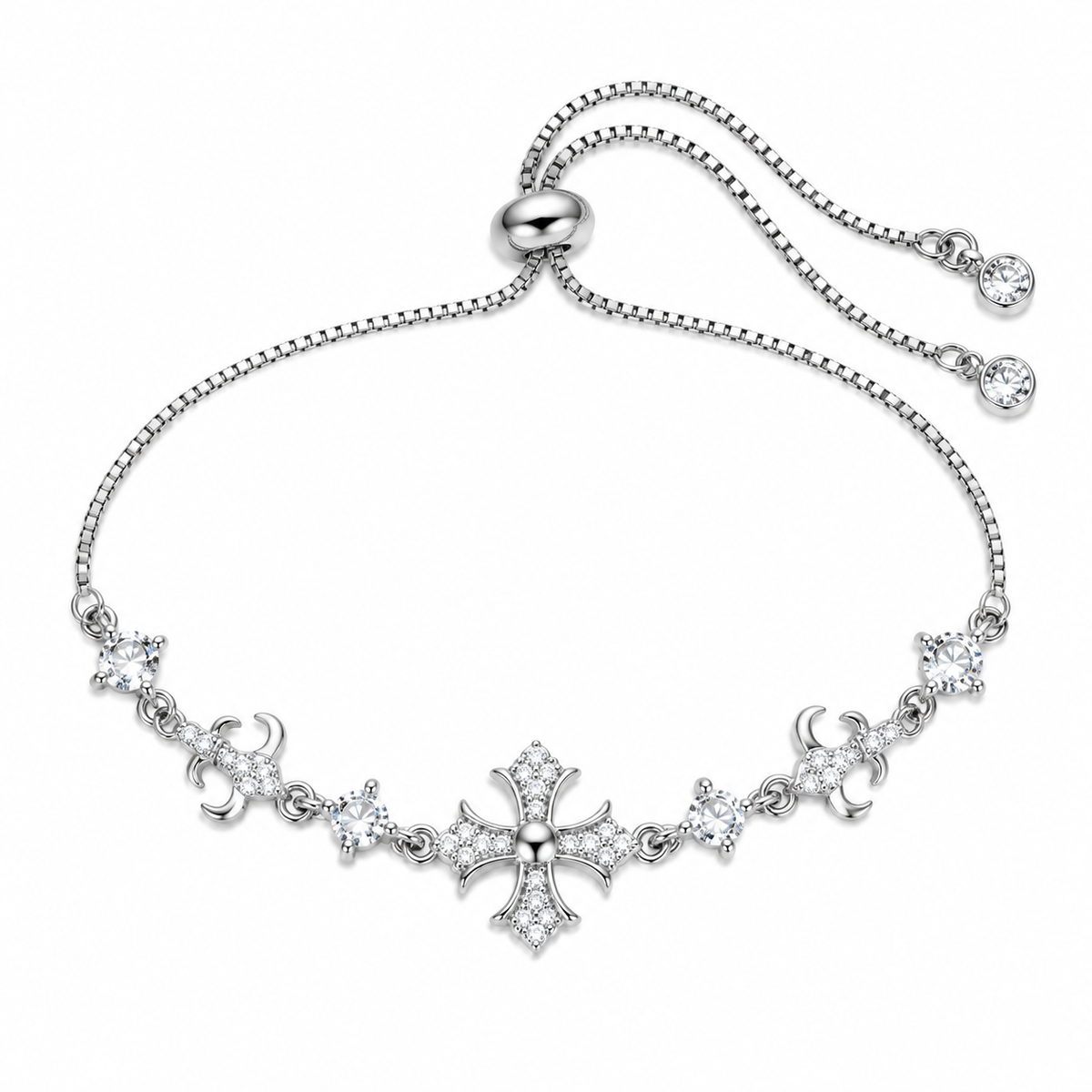 Sparkling Crystal Iris Cross Bracelet