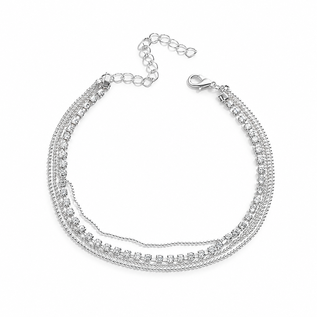 Beaded Chain Sparkle Rhinestone Anklet