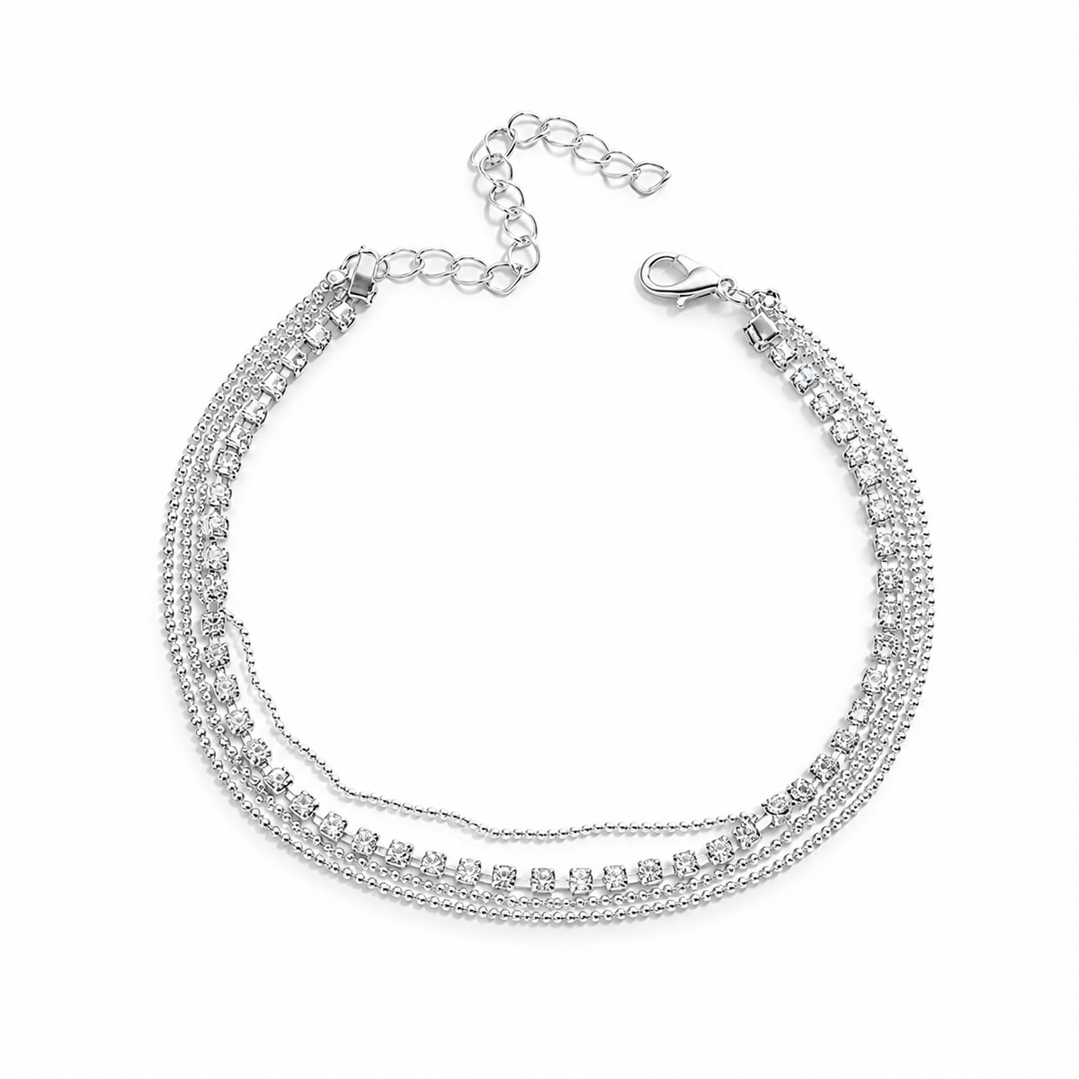 Beaded Chain Sparkle Rhinestone Anklet