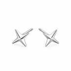 925 Silver Four-Pointed Star Stud Earrings