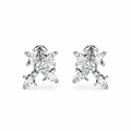 Thorn Iris Cross Full Paved Cubic-Zirconia Stud Earrings