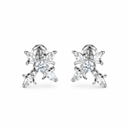 Thorn Iris Cross Full Paved Cubic-Zirconia Stud Earrings